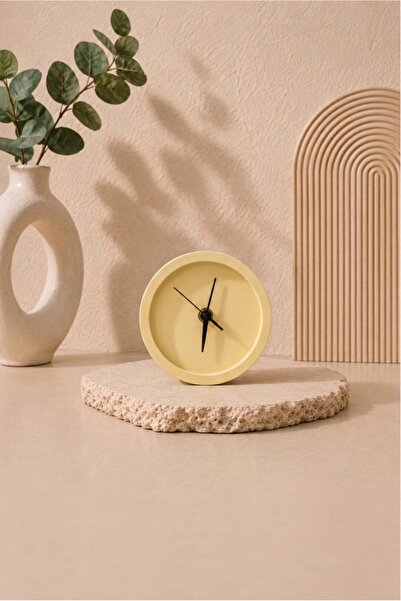 Sese Home Concept Modern Taş Tozu Masa Saati - Gold Renk Dekoratif