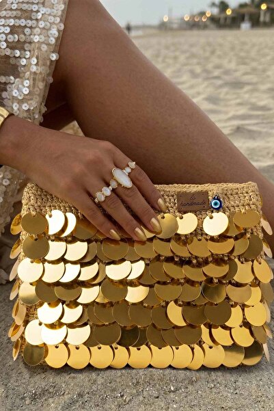 lunos Gold Paillette İşlemeli Çanta