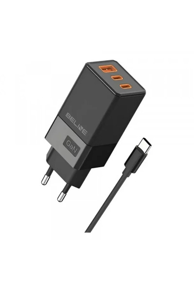 Beline 65W, 2x USB-C PD 3.0, 1x USB-A QC 3.0, negru, cablu USB-C inclus