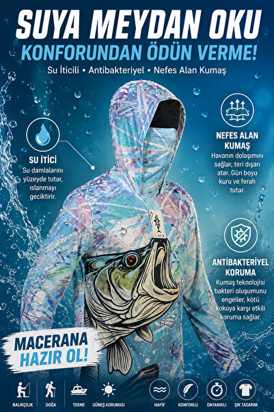 dkmoutdoor Orkw Kapüşonlu Uzun Kollu Balıkçı Ve Su Sporları Uv Korumalı Su It...