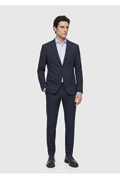 Ramsey Navy Blue Plain Comfort Fit Knitted Suit