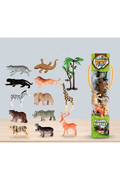 berattoys 12 parça vahşi hayvanlar mini fiğür oyuncaklar hayvan set aslan kap...