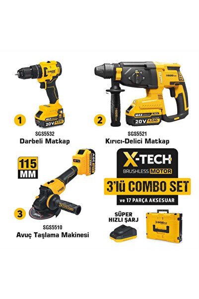 Genel Markalar SGS5450 Akülü Vidalama Matkap - Kırıcı Delici - Avuç Taşlama C...