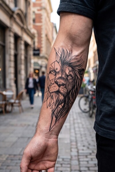 BP Tattoo Geometrik Aslan Geçici Kol Bacak Omuz Dövmesi