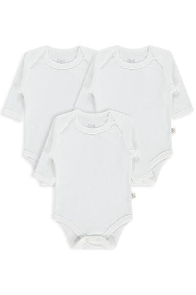 Civil Baby Μακρυμάνικο Σετ 3 τεμαχίων 3-9 μηνών με κουμπωτά κουμπιά - Λευκό