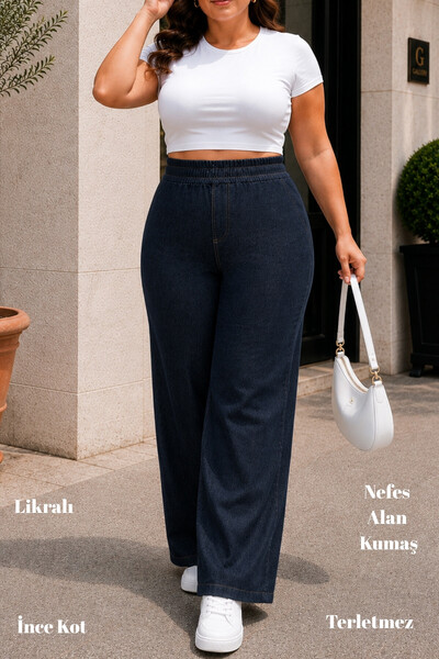 CEDY DENIM Women's Large Size High Waist Palazzo Pants Summer Thin Fabric Ant...