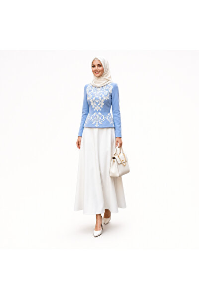 Muslima Wear Royal Flowers Nakış İşlemeli Bluz