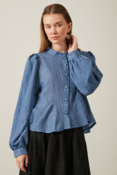 ZÜLAYS Short Voile Shirt Indigo