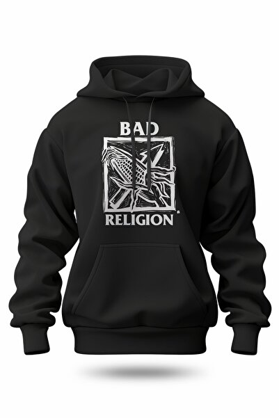 buzagi tasarım ürünleri سويت شيرت بقلنسوة بطباعة رقمية من Bad Religion للجنسين