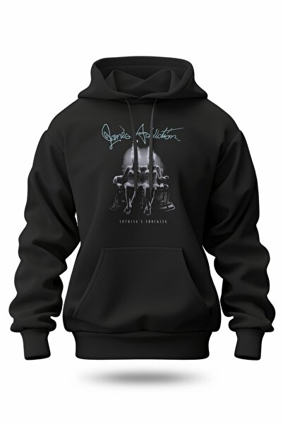 buzagi tasarım ürünleri سويت شيرت بقلنسوة مطبوع رقميًا من Jane's Addiction لل...