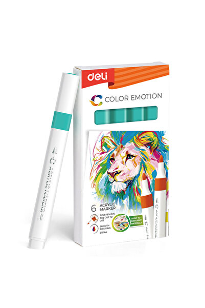 Deli Marker acrilic albastru, culoare cyan, Emotion