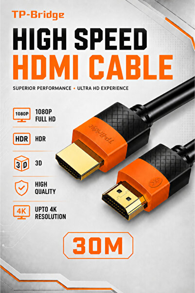 TP-BRIDGE كابل HDMI 2.0 فائق السرعة 30 متر - سمك 8 مم عالي التحمل بدقة 1080P ...