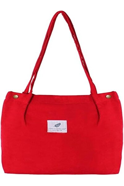 OEM Geantă crossbody mare din catifea reiată, ultralejeră, de zi cu zi – Roșu...