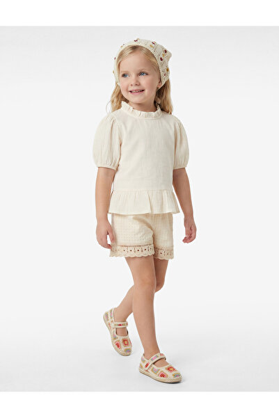 Koton Mini pantaloni scurți din bumbac cu model, cu talie elastică și detaliu...