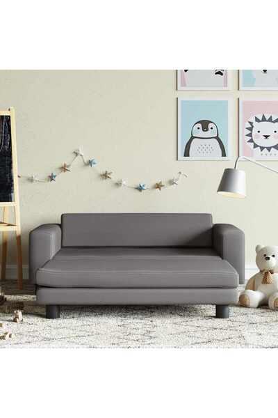 Concept Canapea copii cu taburet gri 100x50x30cm piele ecologică