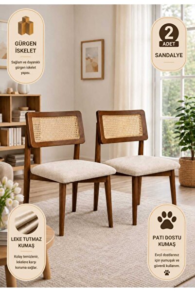 Lif Mobilya Hasır Sandalye – İskandinav Tasarım (2’li Set)
