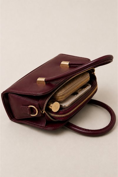 Arenmc store Trendy Model Bag Women's Bordro Handbag First Class Leather Textured Strap Bag Width 21 Length 13