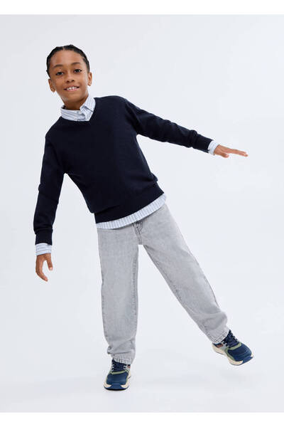 MANGO Kids Baumwollpullover mit V-Ausschnitt