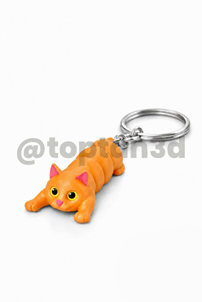 Toptan3D Turuncu Kedi Anahtarlık (Hareketli, Hediyelik, 3D Oyuncaklı Anahtarlık)