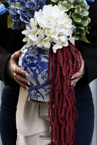 Dekorsende Şoklanmış Amarantus (Amaranthus) Demet Bordo 100 cm