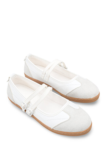 Bak Store Pantofi sport albi pentru femei, cu cataramă, stil Mary Jane, retro