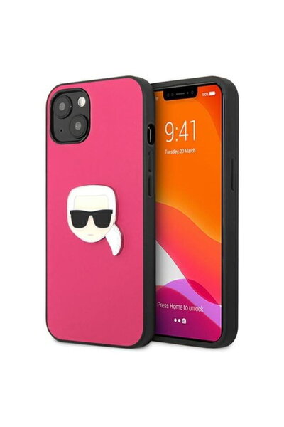 Karl Lagerfeld Husa Piele Karl Head iPhone 13 Mini Roz