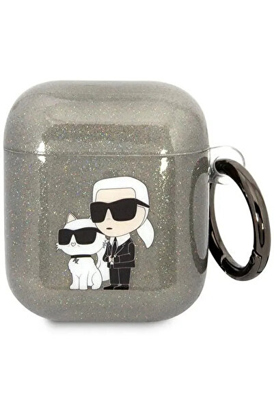 Karl Lagerfeld KLA2HNKCTGK Husă Airpods 1/2 negru/negru Gliter Karl &amp; Cho...