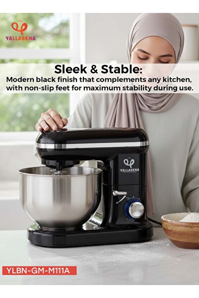 Yallabena Electric Stand Mixer for Baking & Dough Kneading with Stainless Ste...