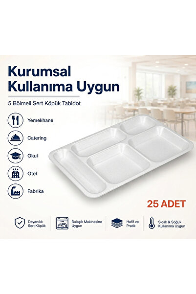 Kaya Ambalaj 5 Gözlü Tabildot Tabak Kullan At Köpük Tabak 25 Adet