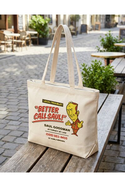 buzagi tasarım ürünleri Better Call Saul Zippered Lined Gusseted Canvas Bag 3...