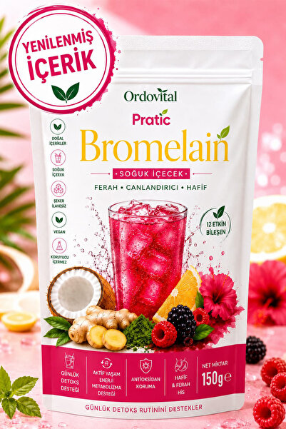 OrdoVeni Pratic Bromelain Detox Mix 150 GR | Bromelain, Limon, Hibiskus, Zenc...