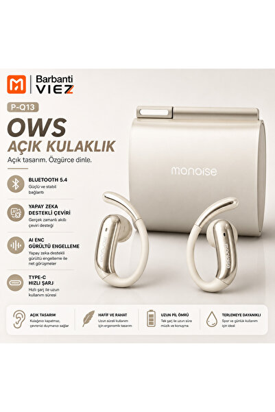 Barbanti Monoise P-Q13 Akıllı dil Çevirici kulaklık– 53 Dil Destekli, Taşınab...