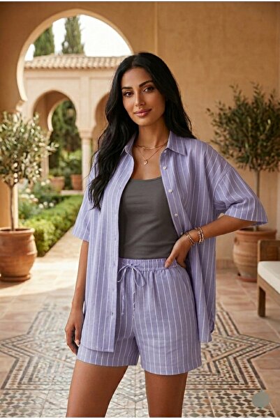 Lovely butik Γυναικείο ΣΕΤ ΒΑΜΒΑΚΙΝΟ ΠΟΥΚΑΜΙΣΟ ΚΑΙ ΣΟΡΤΣ ΜΕ ΡΙΓΕΣ