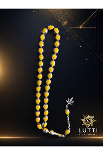 Lutti Silver-Looking Enamel-Embroidered Cast Resin Prayer Beads