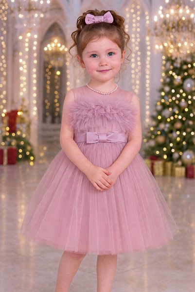 TREEMASS 514 Evening Dress Girl's Dress Tulle Satin Pearls Wedding and Birthday