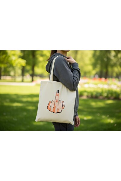 MAHZEN VI Humorous Hand Sign Printed Cloth Bag