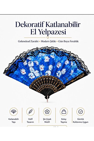 MİMOZA PARK 1 Adet Karışık Renk Yelpaze Taşınabilir Serinletici - Nostaljik