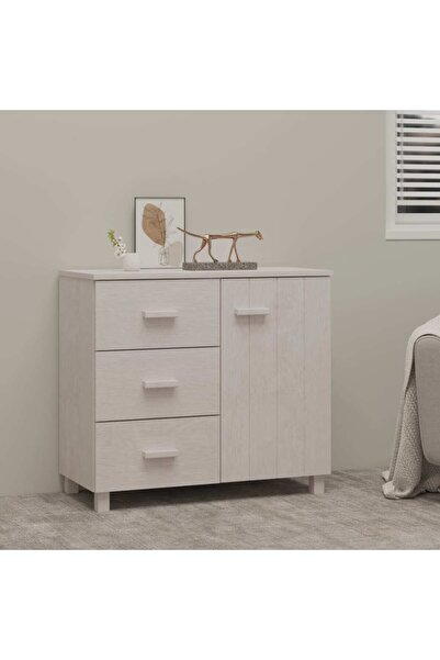 Concept Servantă, alb, 90x40x80 cm, lemn masiv de pin