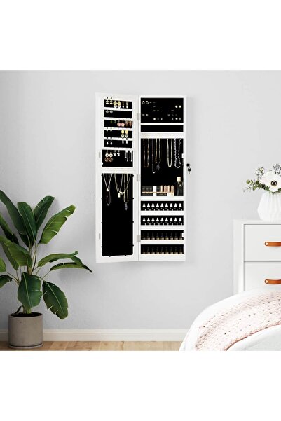 Concept Dulap de bijuterii cu oglindă de perete, alb, 30x8,5x106 cm