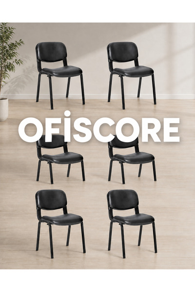 OFİSCORE 6 Adet Siyah Form Sandalye – Metal Ayaklı Ofis, Bekleme, Kafeterya v...