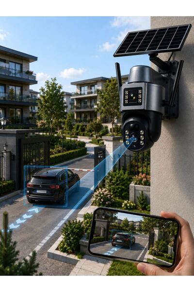 O-KAM OKAM 7015 4G 6mp Dual Lens Güneş Panelli Solar Sirenli Güvenlik Kamerası