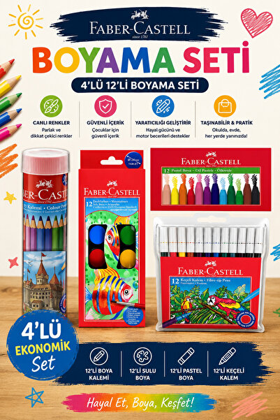 ANI OFİS KIRTASİYE A K Boyama Seti 4'lü 12'Lİ Boyama