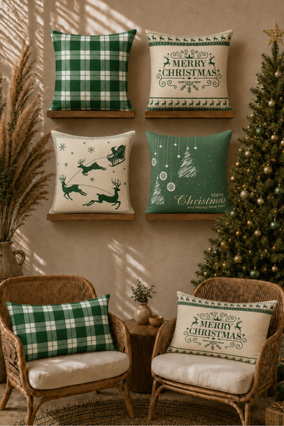 Belle Benoit 6-Piece Christmas Patterned, Rectangular, Double-Sided Digital P...