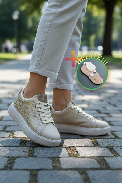 Mia marya Baskılı Kadın Günlük Sneaker - Işıltılı Nakış Detaylı Rahat Ayakkab...