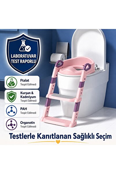 DEKOHOP Çocuk Merdivenli Klozet Adaptörü Yükseklik Ayarlı Pratik Tuvalet Eğit...