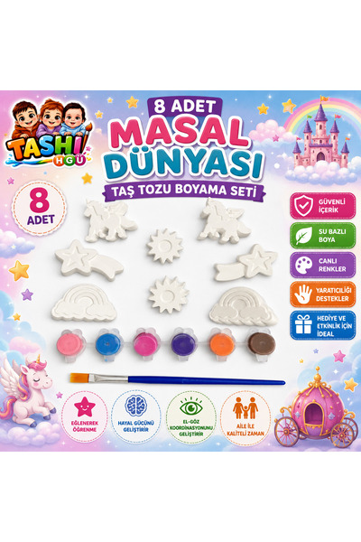 TASHI Masal Dünyası Unicorn Taş Tozu Boyama Seti - Çocuklar İçin Eğitici Aktivite