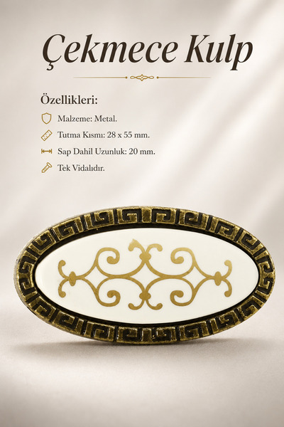 NZB Düğme Kulp Çekmece Dolap Kapak Kulpu Kulbu Metal Antik Sarı