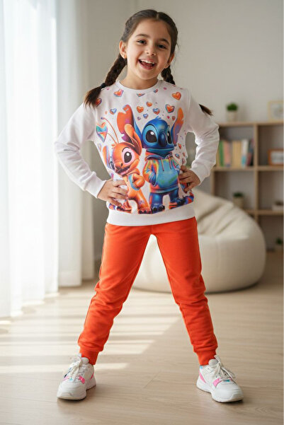 TOFİSA Set de pijamale pentru fete cu imprimeu portocaliu - 28246-ORANJ