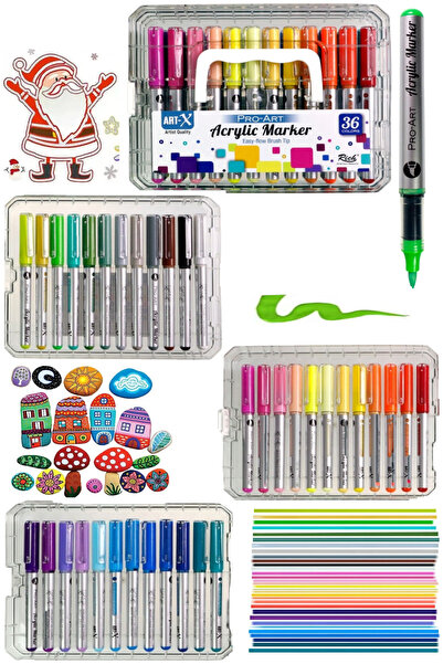GLANCE Art-x Pro Art Fırça Uçlu Akrilik Marker 36 Lü Set