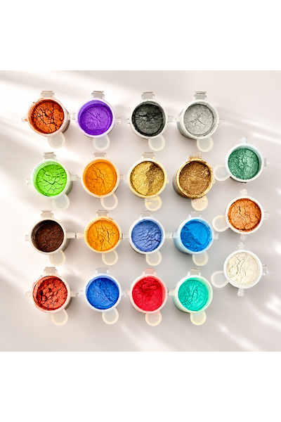 cnk craft shop Epoksi Reçine Mica Toz Pigment Seti 19x14ml Epoksi Boya, Mum Boyası, Pigment Boya Beton İnci Toz